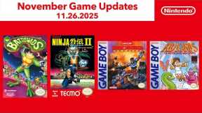NES, Game Boy – Nintendo Classics – November 2025 Game Updates